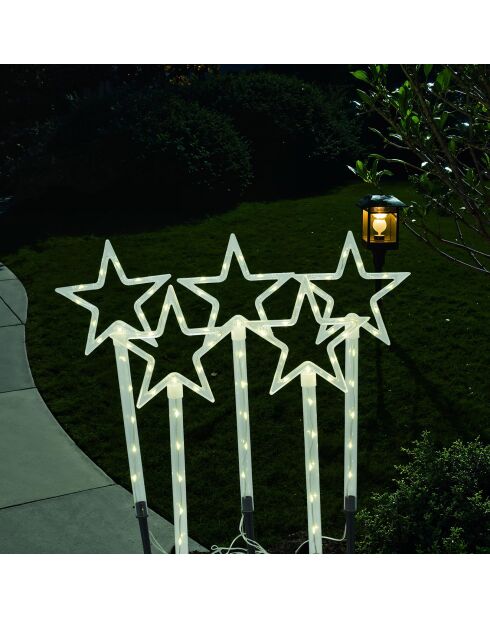 5 étoiles lumineuses solaires - 16 Copper LEDs par étoile