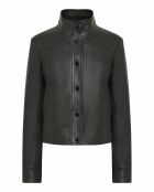 Veste en Cuir d'Agneau Adrienne Waxy vert sapin