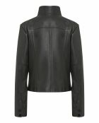 Veste en Cuir d'Agneau Adrienne Waxy vert sapin