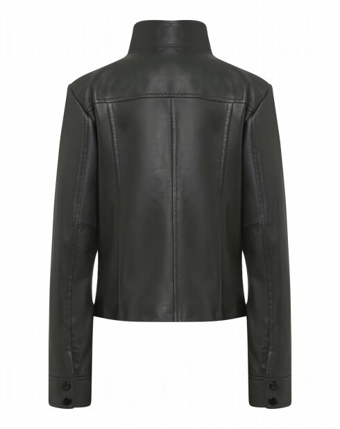 Veste en Cuir d'Agneau Adrienne Waxy vert sapin