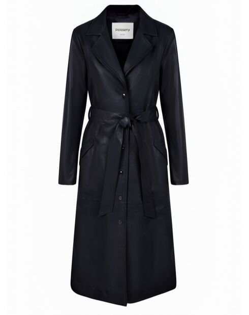 Manteau en Cuir d'Agneau Amie noir
