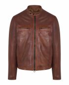 Veste en Cuir d'Agneau Brandford cognac