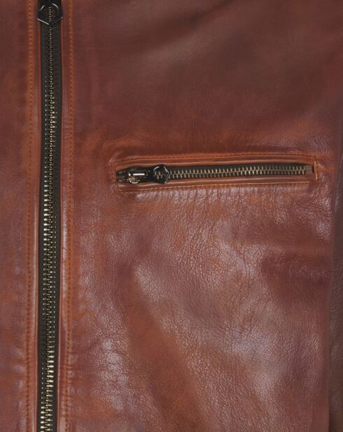 Veste en Cuir d'Agneau Brandford cognac