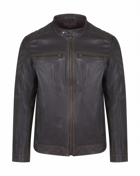 Blouson en Cuir d'Agneau Bromont mocha