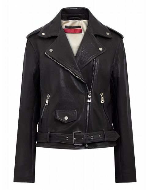 Blouson en Cuir d'Agneau Cleopa noir