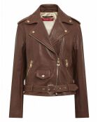 Blouson en Cuir d'Agneau Cleopa noisette