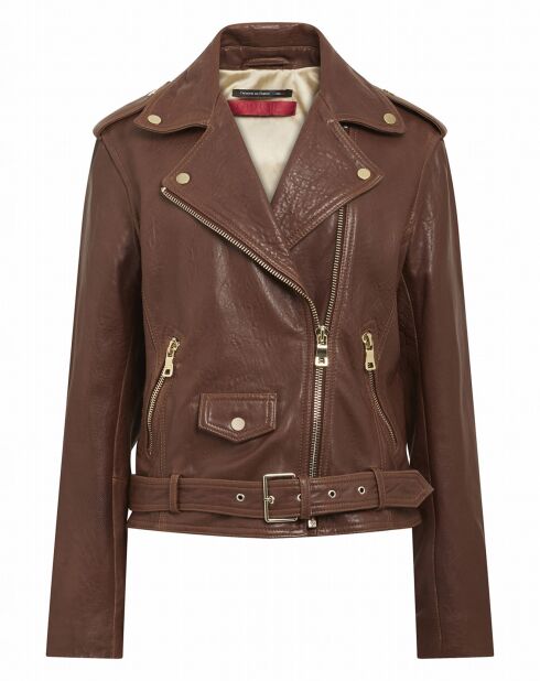 Blouson en Cuir d'Agneau Cleopa noisette