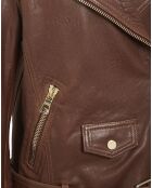 Blouson en Cuir d'Agneau Cleopa noisette