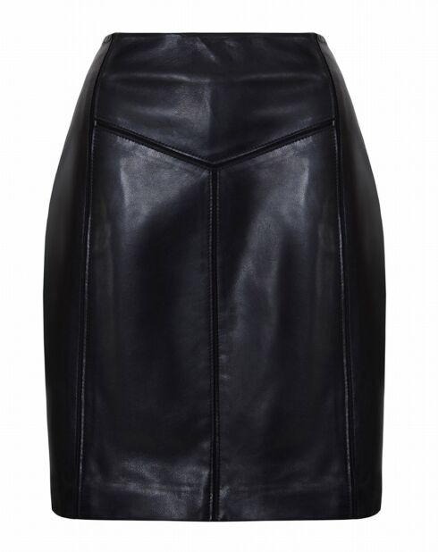 Jupe en Cuir d'Agneau Clever noire