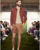 Blouson en Velours de Cuir de Chèvre Cortez paprika