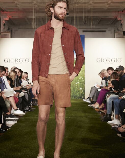 Blouson en Velours de Cuir de Chèvre Cortez paprika