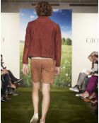 Blouson en Velours de Cuir de Chèvre Cortez paprika