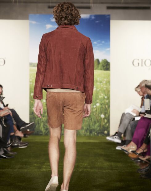 Blouson en Velours de Cuir de Chèvre Cortez paprika