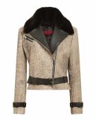 Blouson en Cuir d'Agneau Danka beige/marron