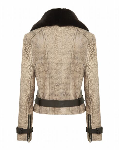 Blouson en Cuir d'Agneau Danka beige/marron