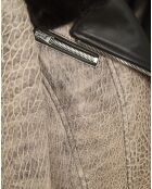 Blouson en Cuir d'Agneau Danka beige/marron