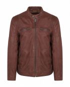 Blouson en Cuir d'Agneau Delson cognac