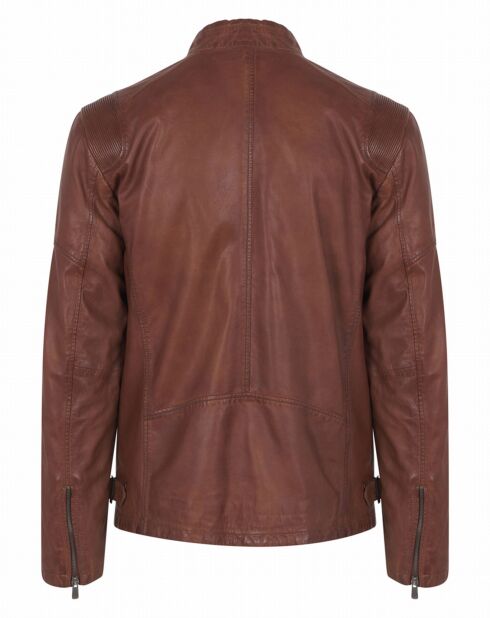 Blouson en Cuir d'Agneau Delson cognac
