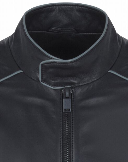 Veste en Cuir d'Agneau Ekwan noire