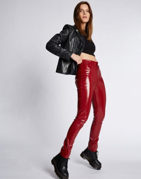 Blouson en Cuir d'Agneau Galina noir