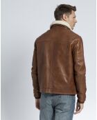 Blouson en Cuir d'Agneau Howard cognac