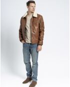 Blouson en Cuir d'Agneau Howard cognac