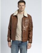 Blouson en Cuir d'Agneau Howard cognac
