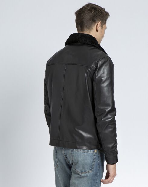 Blouson en Cuir d'Agneau Howard noir