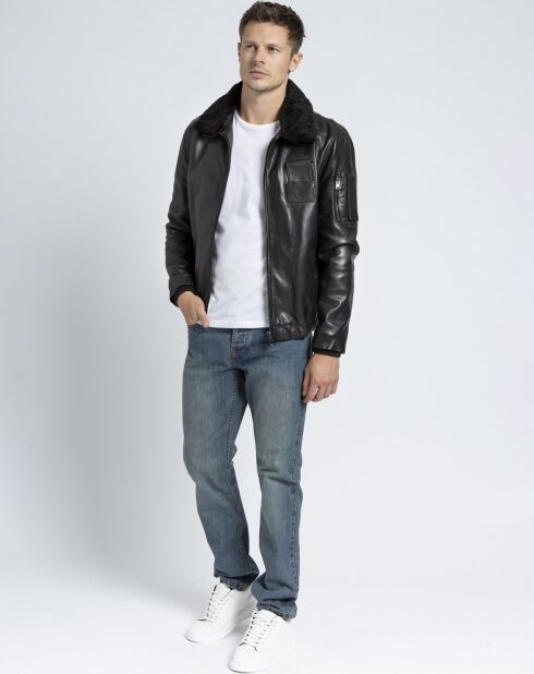 Blouson en Cuir d'Agneau Howard noir