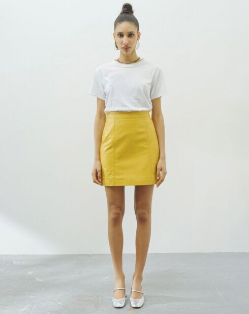 Jupe en Cuir d'Agneau Kenzane tournesol