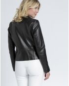 Veste en Cuir d'Agneau Kilda Clou noire