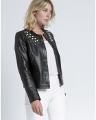 Veste en Cuir d'Agneau Kilda Clou noire