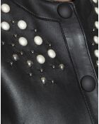 Veste en Cuir d'Agneau Kilda Clou noire