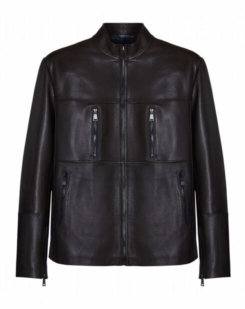 Blouson en Cuir d'Agneau Lino Perf marron