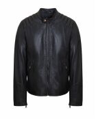 Blouson en Cuir d'Agneau Mathias noir