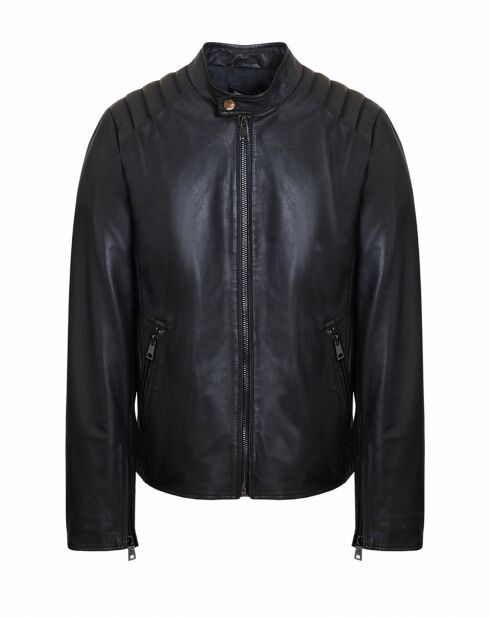 Blouson en Cuir d'Agneau Mathias noir