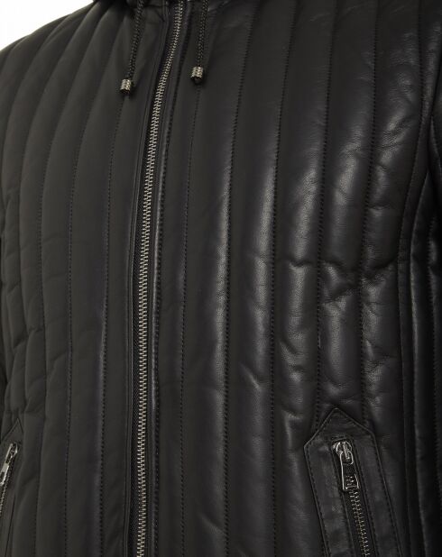 Blouson en Cuir d'Agneau Romeri noir