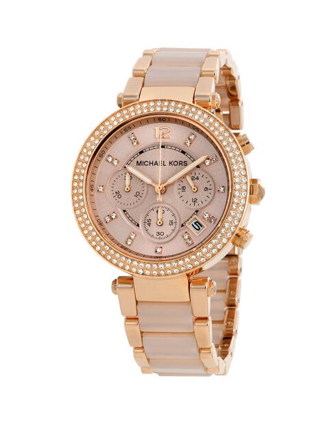 Montre Femme en Acier & PVC rose doré