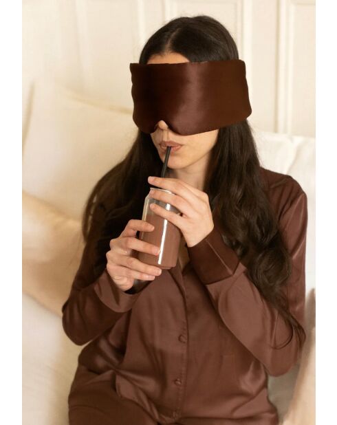 Masque enveloppant Pillow 100% Soie Espresso marron foncé
