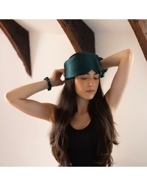 Masque enveloppant Pillow 100% Soie vert foncé