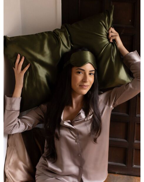 Masque de sommeil 100% Soie Bio vert kaki