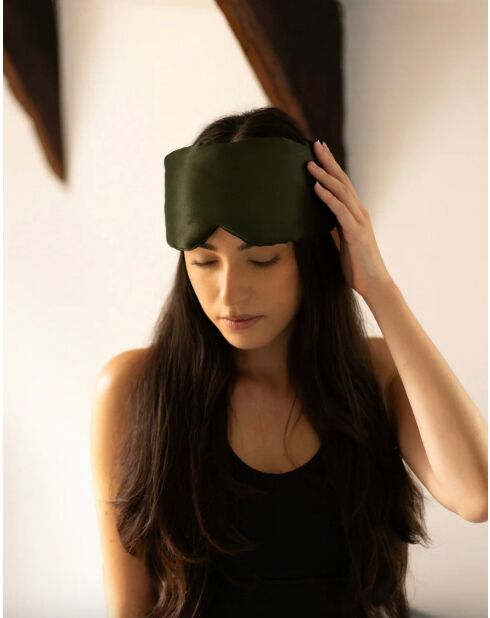 Masque enveloppant Pillow 100% Soie Lovia vert kaki