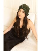 Bonnet de nuit 100% Soie avec lacet réglable vert kaki