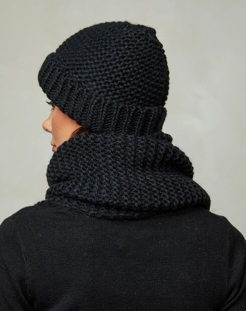 Ensemble Bonnet, Mitaines et Écharpe Cassiane noir