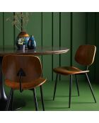 2 Chaises olympia finition noyer piètement en métal marron