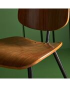 2 Chaises olympia finition noyer piètement en métal marron