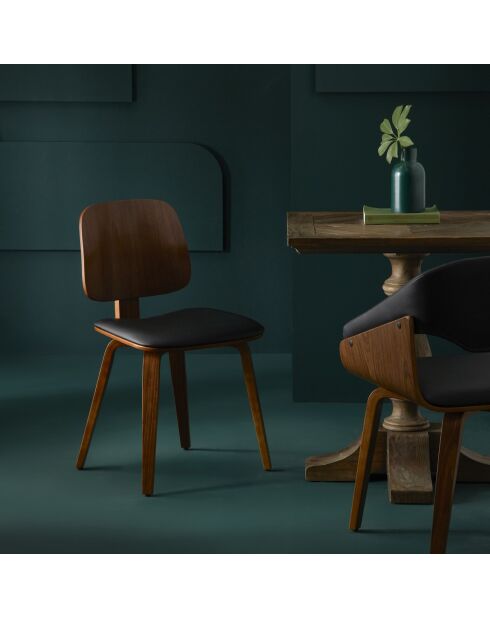 2 Chaises brad vinyle marron/noir