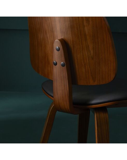 2 Chaises brad vinyle marron/noir