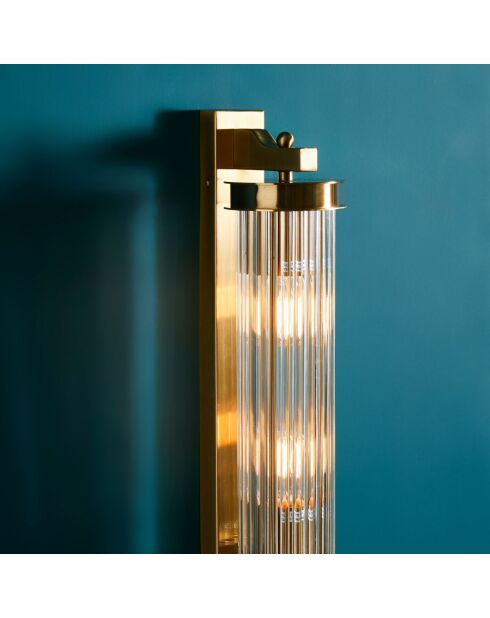 Applique en métal finition laiton doré et tube en verre