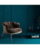 Fauteuil en vinyle beige avec assise amovible marron Bob - 83 x 83 x 63 cm